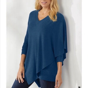 🆕 Soft Surroundings XL Knit Tunic Top Mykonos Blue